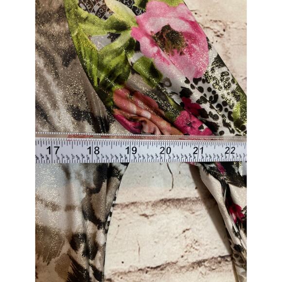 From The Heart Dress Womens XL Artsy Mixed Print Asymmetric Hem Flowy Glitter - Picture 11 of 16